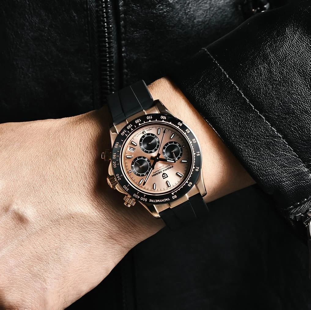 Часы Pagani Design Мужские VK63 Механизм Daytona Chronograph Homage Кварцевые Керамический Безель Нержавеющая Сталь Спортивный Резиновый Ремешок Водонепроницаемые Дайвинг, фото №2