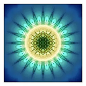 Постер-наклейка Mandala Blue Light Christine Bässler Квітка життя 40 x 40 см - Фото 1