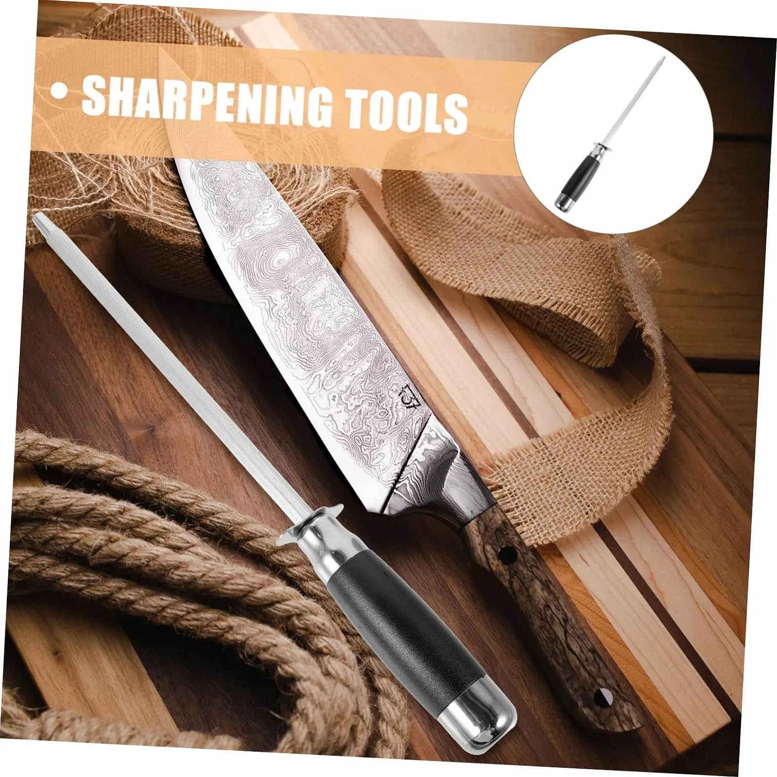 Мусат Ciieeo з нержавіючої сталі з ергономічною ручкою висувний, фото №5