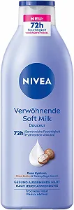 Молочко для тела NIVEA Pampering Soft Milk для сухой кожи с сывороткой Deep Care, увлажняющее средство с маслом ши и 100% чистой гиалуроновой кислотой, 400 мл - Фото 1