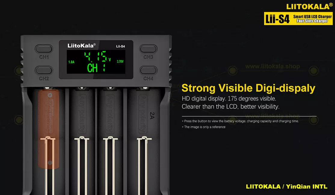Универсальное зарядное устройство Liitokala Lii-S4 4 канала Ni-Mh/Li-ion/LiFePo4 USB LCD, фото №8 Универсальное зарядное устройство Liitokala Lii-S4 4 канала Ni-Mh/Li-ion/LiFePo4 USB LCD, фото №8