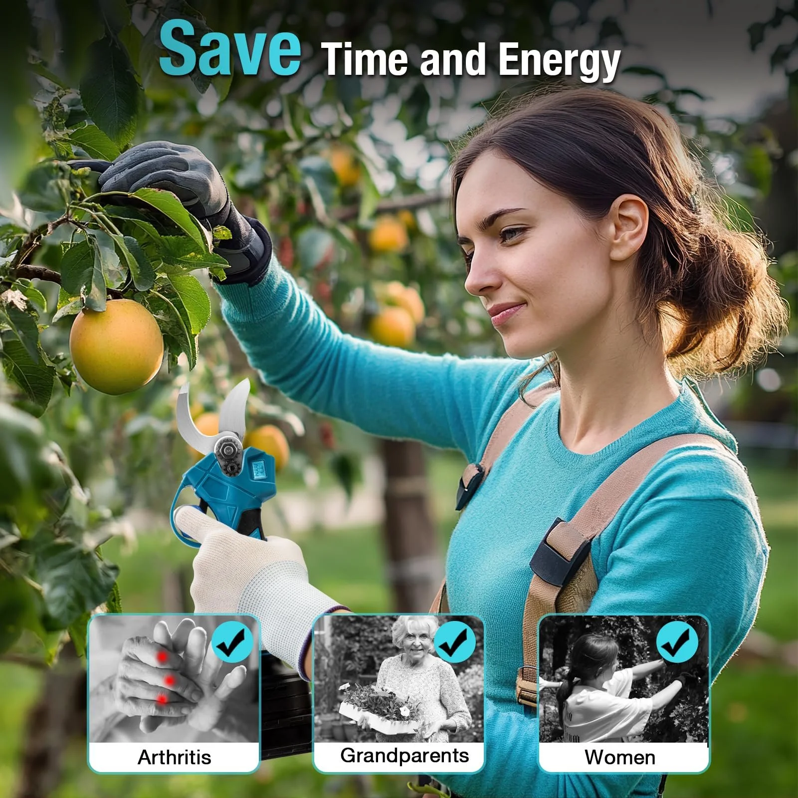 Електричні садові ножиці Makita 15-30 мм 21 V, сині (без акумулятора), фото №4 Електричні садові ножиці Makita 15-30 мм 21 V, сині (без акумулятора), фото №4