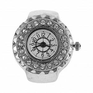 Часы-кольцо LIFKOME Модные кольца Ювелирные изделия на палец Кольцо-часы с бриллиантом Petite Silver для модного кольца Электронные часы цинковый сплав серебро - Фото 1