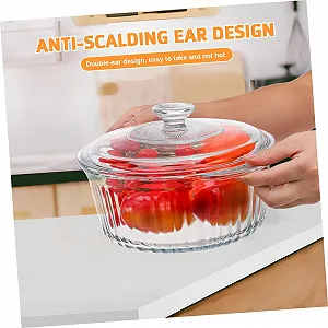 Форма для запекания SOIMISS круглая с крышкой боросиликатное стекло термостойкая прозрачная synthetic.ua - Фото 1