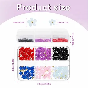 Цветок Украшения для ногтей с золотыми металлическими бусинами 6 цветов 3D акриловые цветы Стразы для DIY украшений для ногтей synthetic.ua - Фото 1