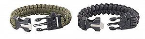 Браслет Paracord Semptec Urban Survival Technology, Набір з 2 штук, з мотузкою, свистком, кресалом і ножем, Чорний, Оливковий - Фото 1