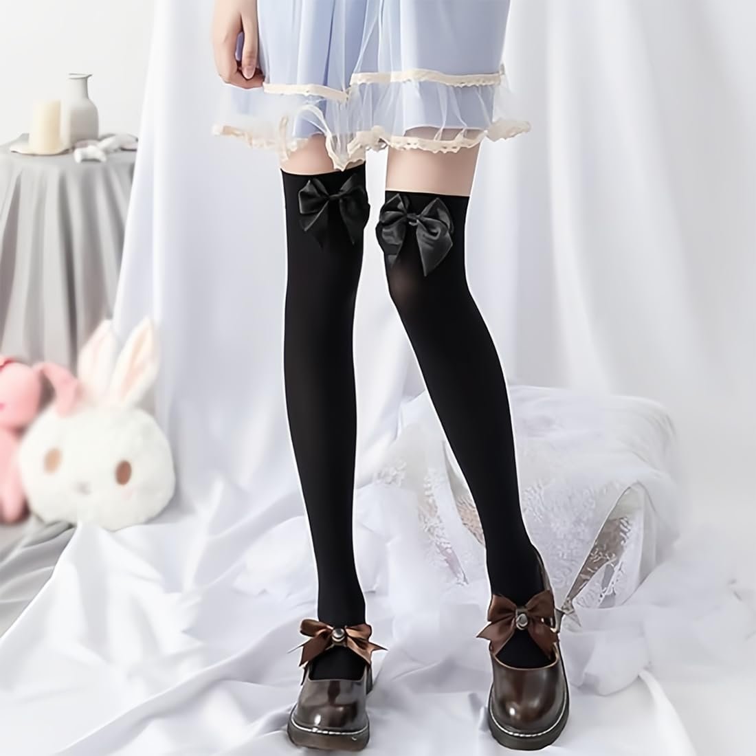 Чулки Overknee Женские 4 пары Белый, Черный, фото №5