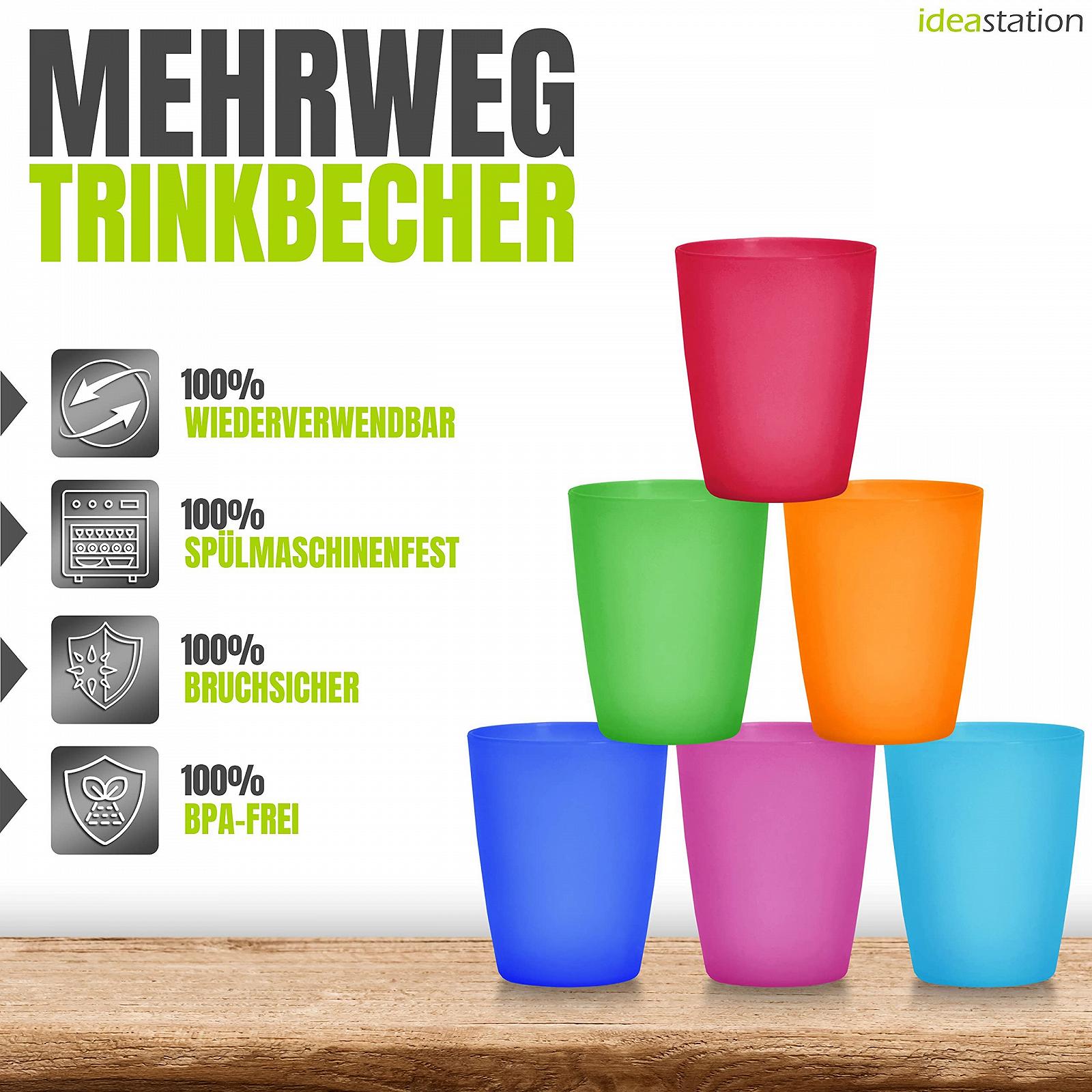 Пластикові стакани NEO, набір 12 штук, 250 мл, різнокольорові, фото №3
