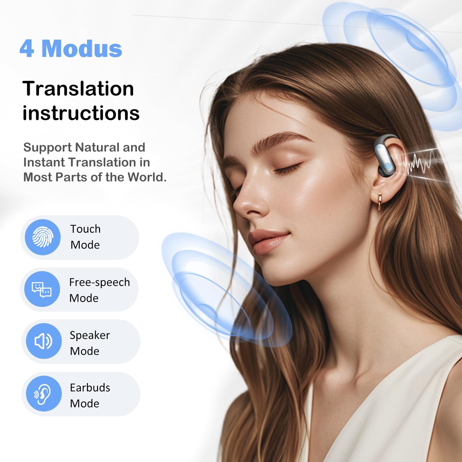 Наушники-переводчики Ki для перевода в реальном времени 3-в-1 Серый (Medium Grey), фото №4