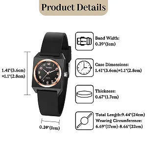 Квадратний аналоговий годинник OIDEA, кварцовий, з арабськими цифрами, регульований силіконовий ремінець synthetic.ua - Фото 1