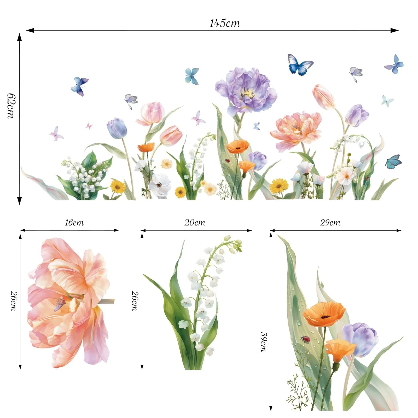 Наклейка на стіну SHUCHING Акварельні тюльпани Самоклеюча, фото №6 Наклейка на стіну SHUCHING Акварельні тюльпани Самоклеюча, фото №6