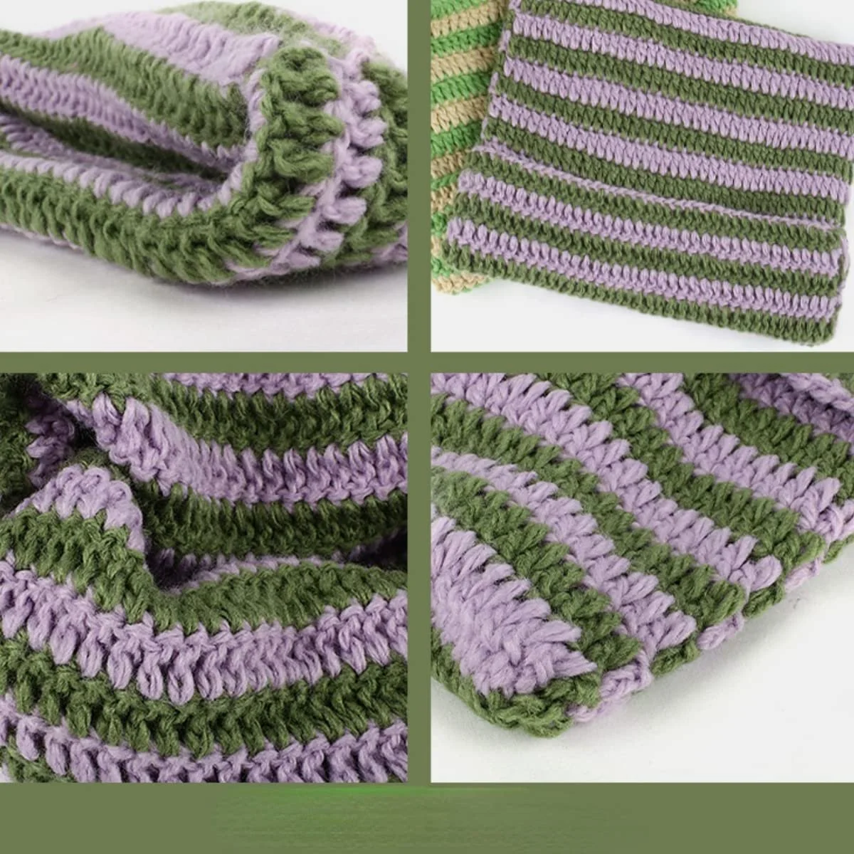 Шапка-біні Fairy Grunge Y2K Cat in The Hat Смугаста В'язана Гачком, фото №5