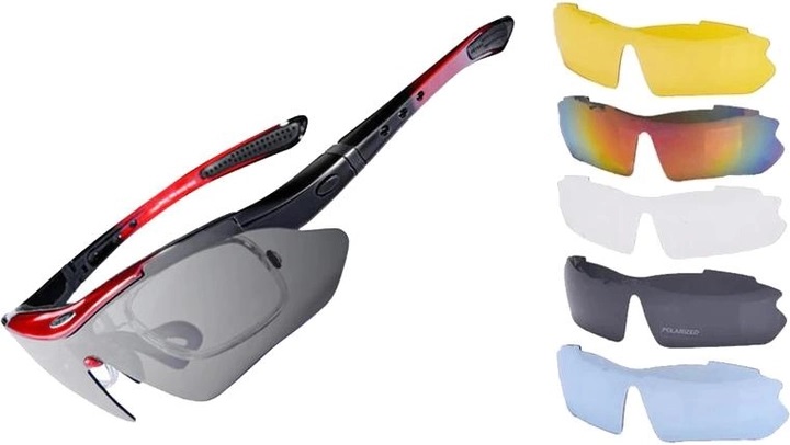Спортивные очки RockBros Polarized UV400 с 5 линзами Черно-красный 050412, фото №3 Спортивные очки RockBros Polarized UV400 с 5 линзами Черно-красный 050412, фото №3