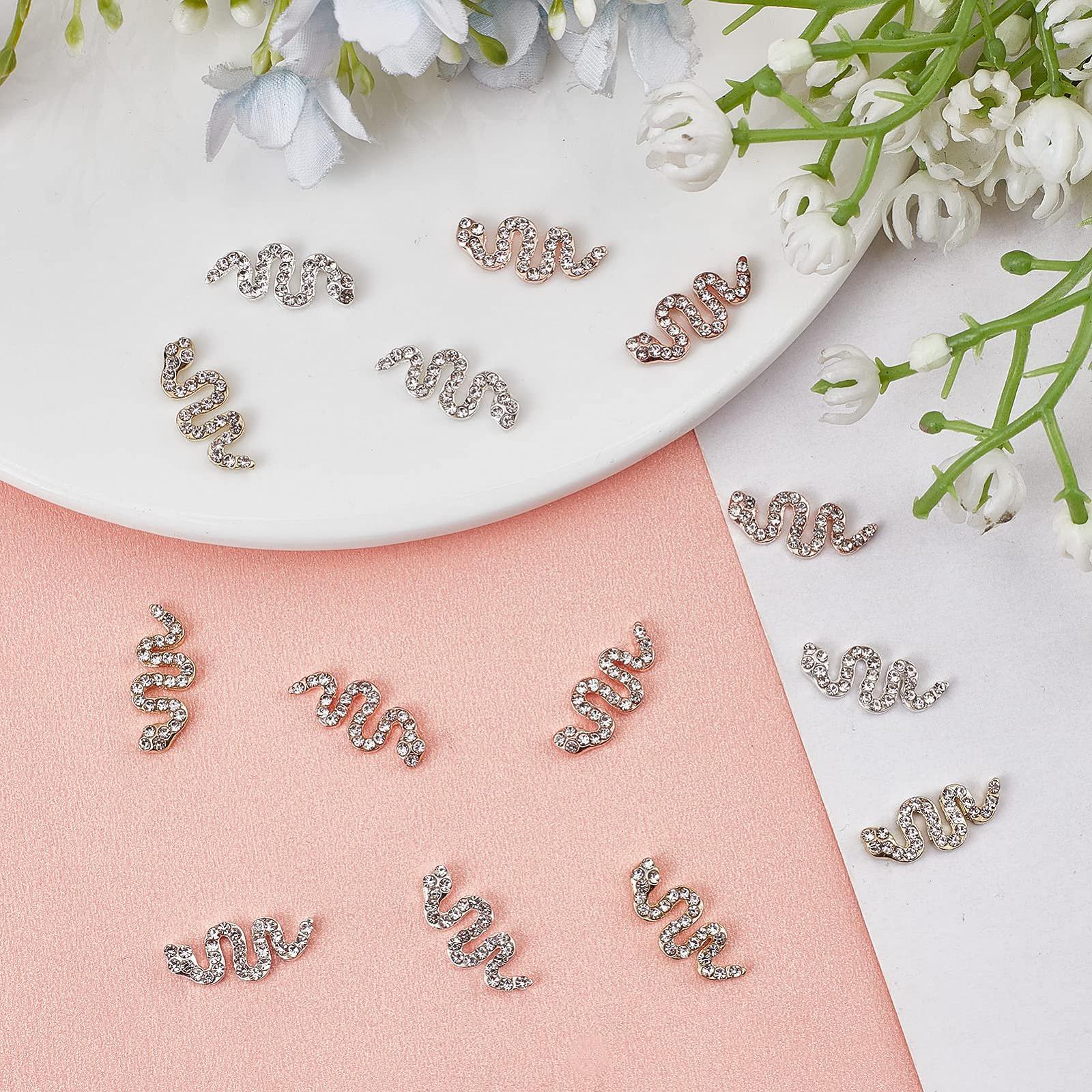 3D украшения для ногтей в виде змеи NICENEEDED 15 шт., сплав, волнистые змеи, стразы для ногтей, золото, серебро, розовый, маленькие зверюшки, аксессуары для дизайна ногтей, украшения для DIY, фото №6