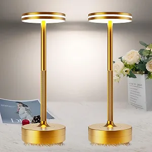 Настільна лампа LED 5000 mAh Бездротова Акумуляторна з регулюванням яскравості Алюмінієва Водонепроникна USB Набір з 2 шт. - Фото 1