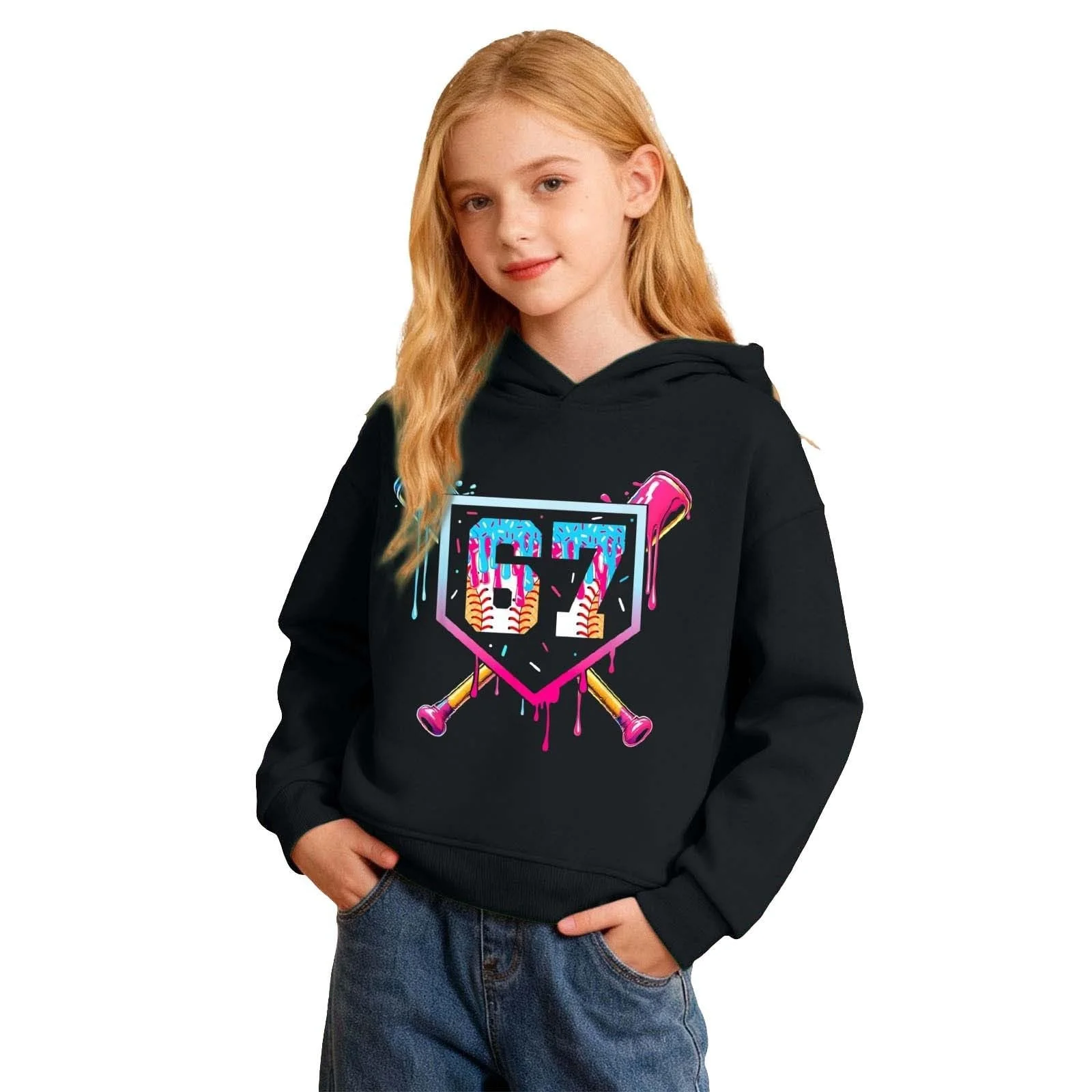 Пуловер з принтом 67, зимовий, для підлітків, фото №1