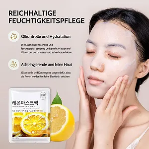 Тканевая маска Shefave, 8 шт, корейская маска для лица, витамин C, лимон, питательная, для красоты, выравнивания тона кожи, увлажняющая synthetic.ua - Фото 1