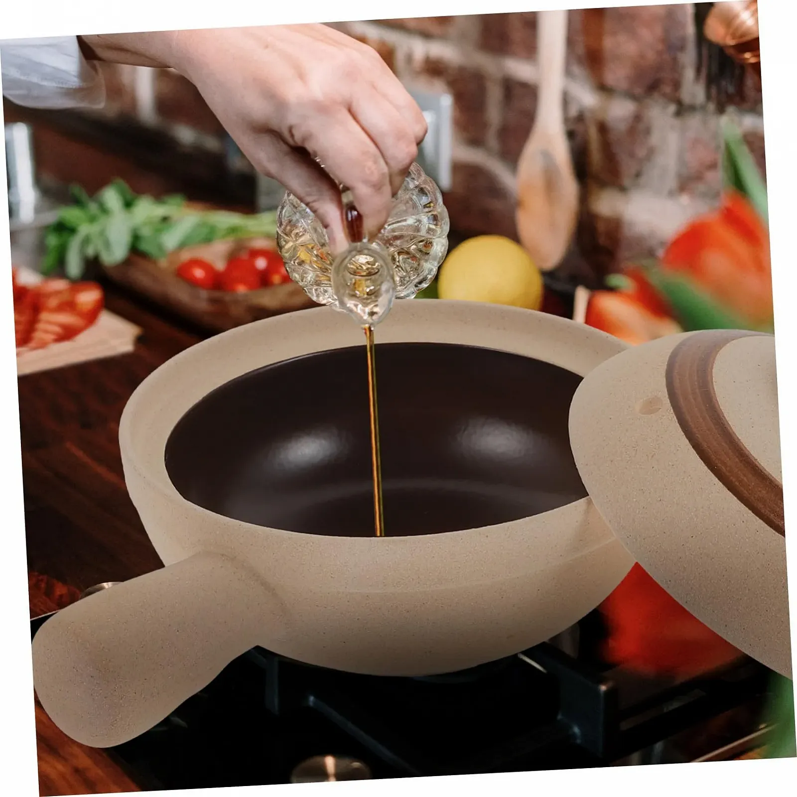 Керамічний Ківш з однією ручкою та кришкою жаростійкий, фото №8