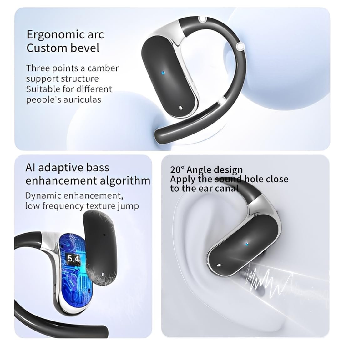 Наушники-переводчик KI, BT5.4, 133 языка, Bluetooth, IPX7 (черный, 1 шт.), фото №3 Наушники-переводчик KI, BT5.4, 133 языка, Bluetooth, IPX7 (черный, 1 шт.), фото №3