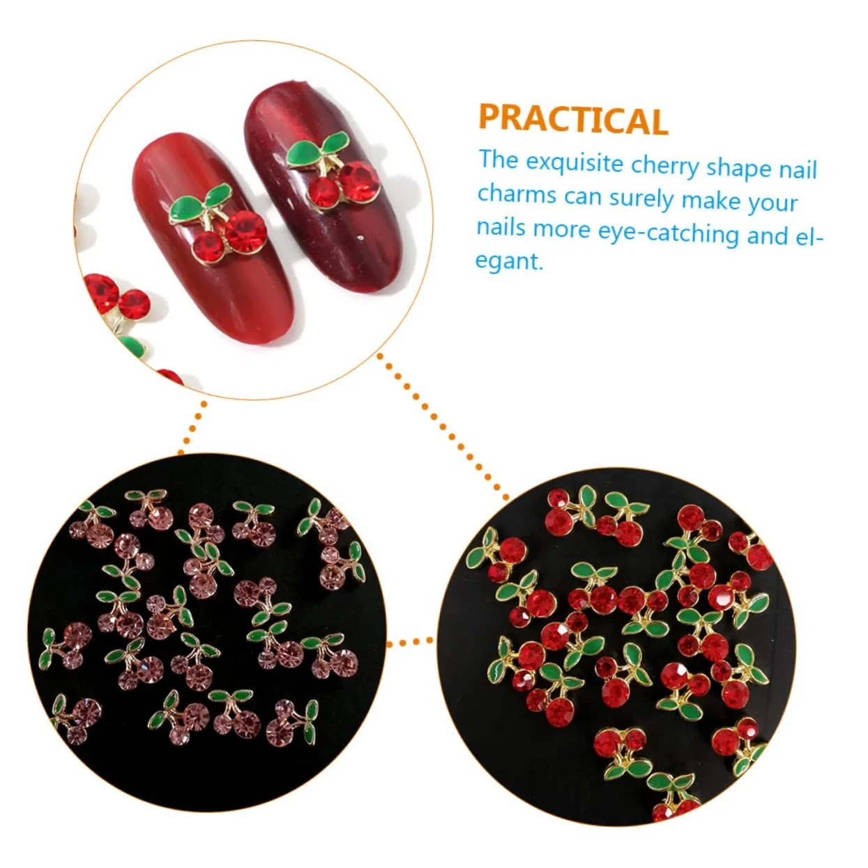 Украшения для ногтей FOMIYES 96 шт. Часть вишневые, блестящие, фруктовые, для женщин, для вечеринок и особых случаев, фото №8