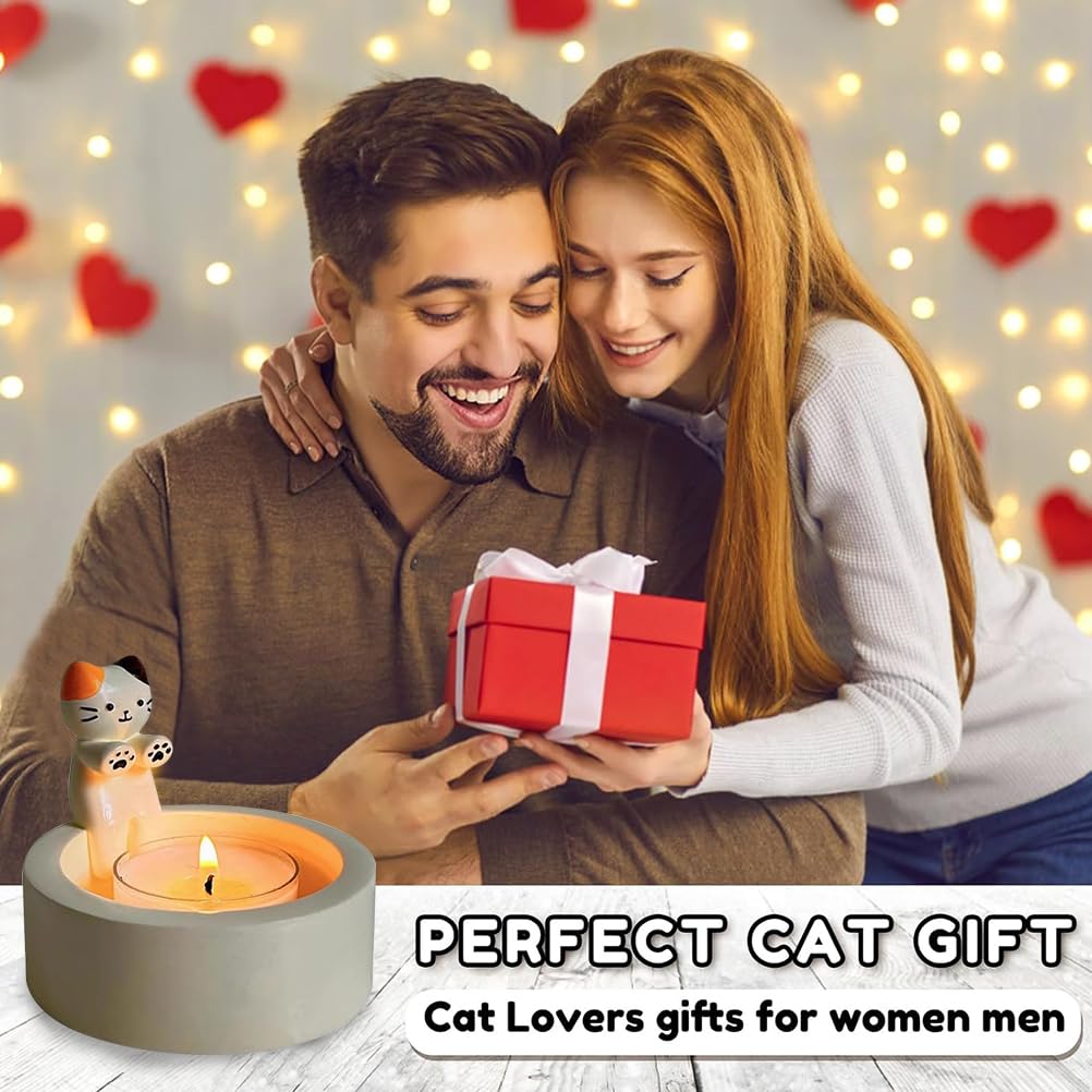 Подсвечник Cartoon Kitten Cartoon Cat Cartoon Cats с согревающими лапками, милый ароматический держатель свечей, подарки для любителей кошек, фото №4