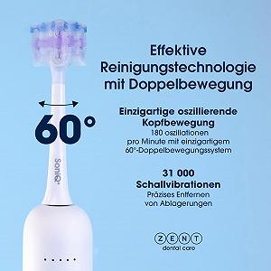 Електрична звукова зубна щітка ZENT SoniQ+ 2-в-1 60° Rotation 5 режимів IPX7 White synthetic.ua - Фото 1