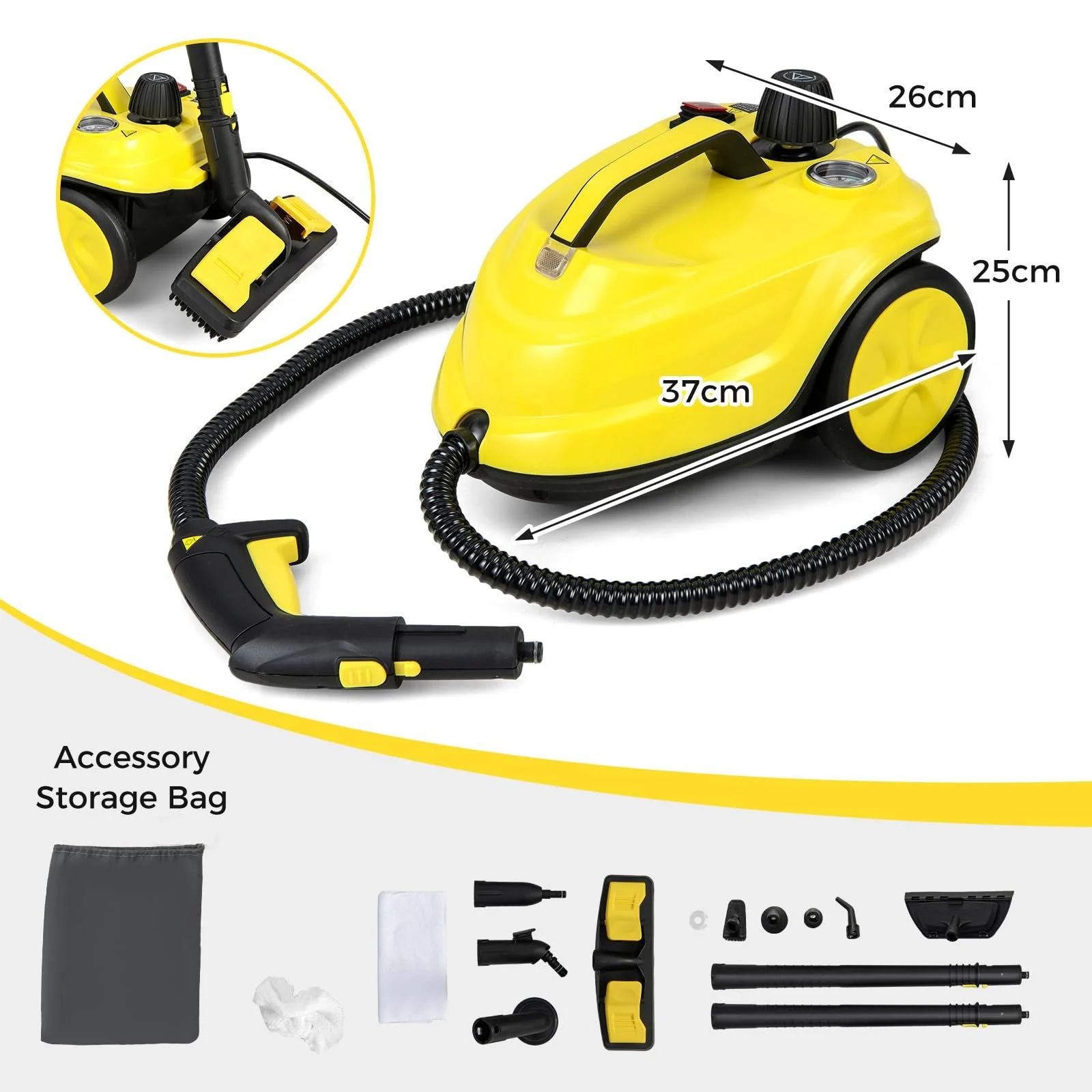 Пароочисник SOARS 13 аксесуарів 5 bar 160 °C 2000 W 1.8 L кабель 5 m, фото №9