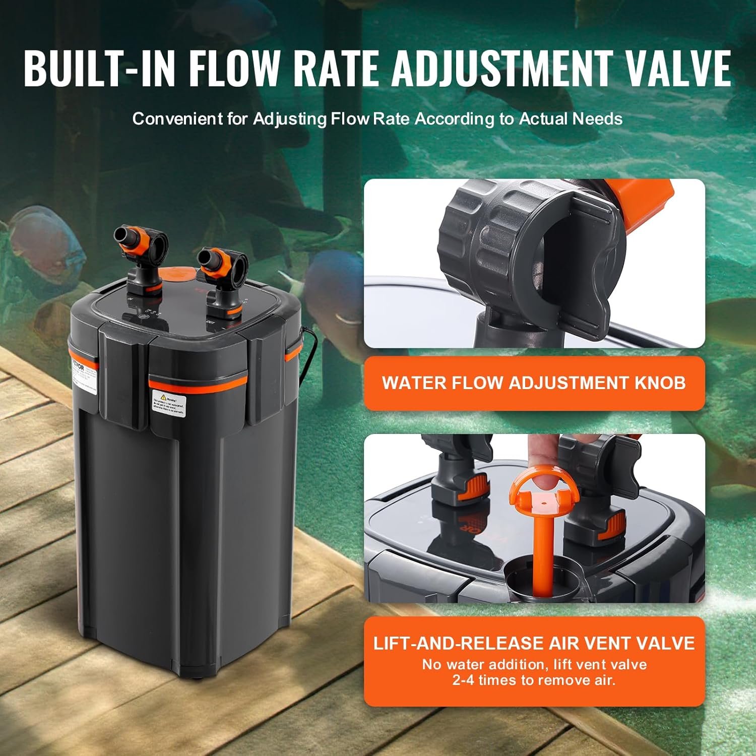 Акваріумний фільтр Vevor AQ-905F-UV Сірий, фото №4