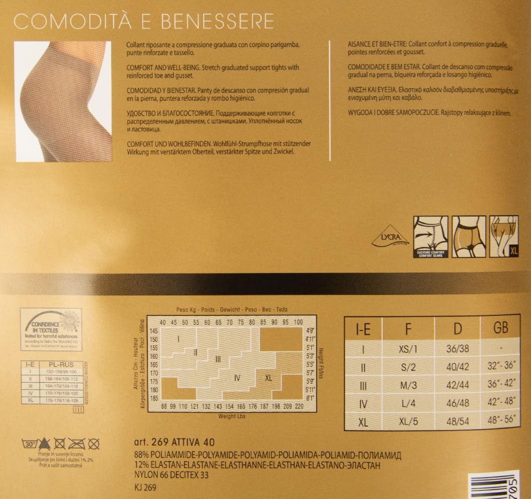 Колготки Omsa Attiva 40 с градацией, 4-L FUMO, дымчатые, фото №3