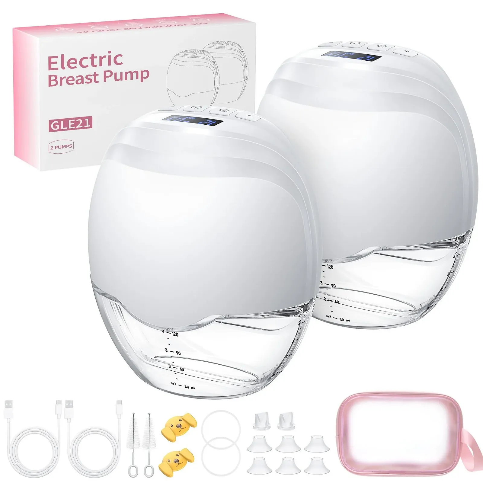 Молокоотсос электрический портативный Hands-Free Jheppbay All-in-one, безболезненный, без BPA, с фланцем 17/19/21/24 мм, 2 шт. в упаковке, фото №1 Молокоотсос электрический портативный Hands-Free Jheppbay All-in-one, безболезненный, без BPA, с фланцем 17/19/21/24 мм, 2 шт. в упаковке, фото №1