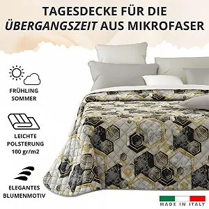 Покривало MAXIME MAISON Cosmo Nero 165 x 265 см Весна/Літо Односпальне стьобане (100 г/м

) М'яка мікрофібра, Зроблено в Італії synthetic.ua - Фото 1