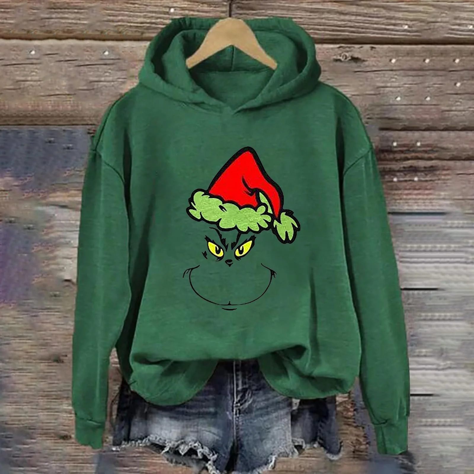 Рождественский джемпер BHXUTK Женская рождественская толстовка Женский джемпер Забавная толстовка Длинный рукав Зимняя рождественская толстовка с капюшоном Праздничный повседневный рождественский наряд для женщин Рубашка с длинным рукавом, фото №2