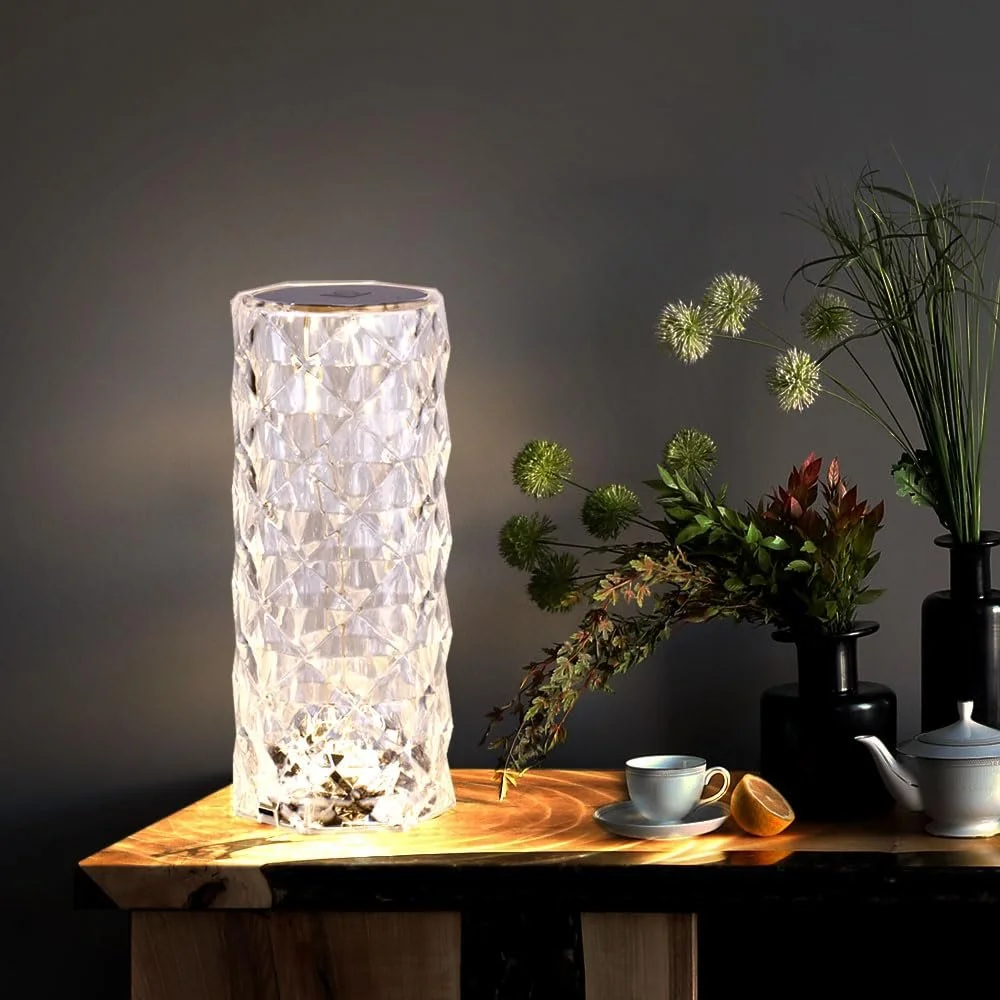 Настольная лампа GLOBO LIGHTING LED Dimmable Crystals USB 21 см Silver-Clear, фото №6