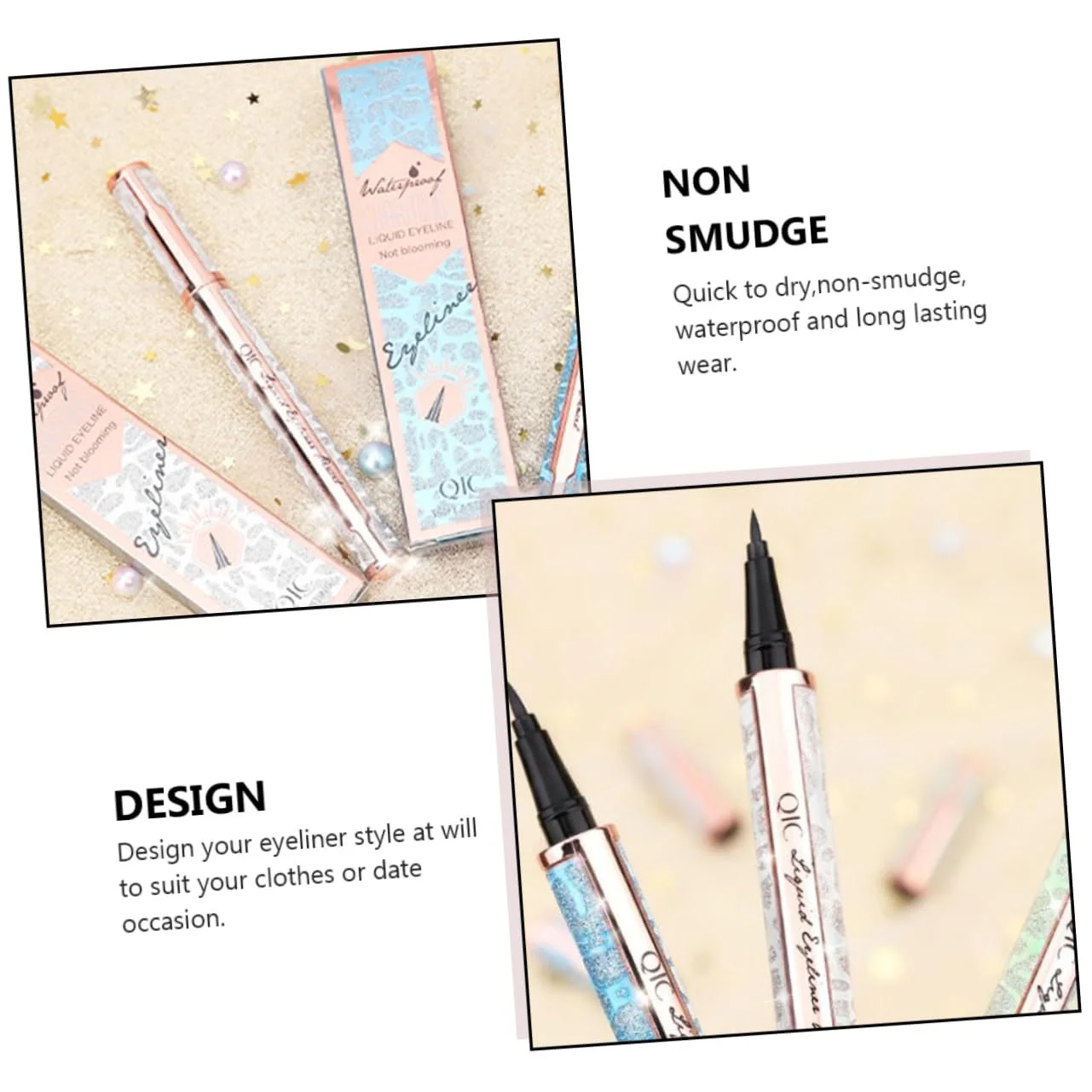 Підводка для очей Beavorty, набір, водостійка, чорна, фото №4