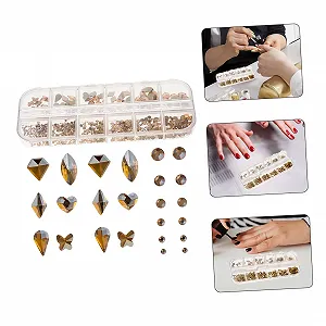 Стразы для ногтей WOONEKY, 12 отделений, украшения для маникюра с плоским основанием synthetic.ua - Фото 1