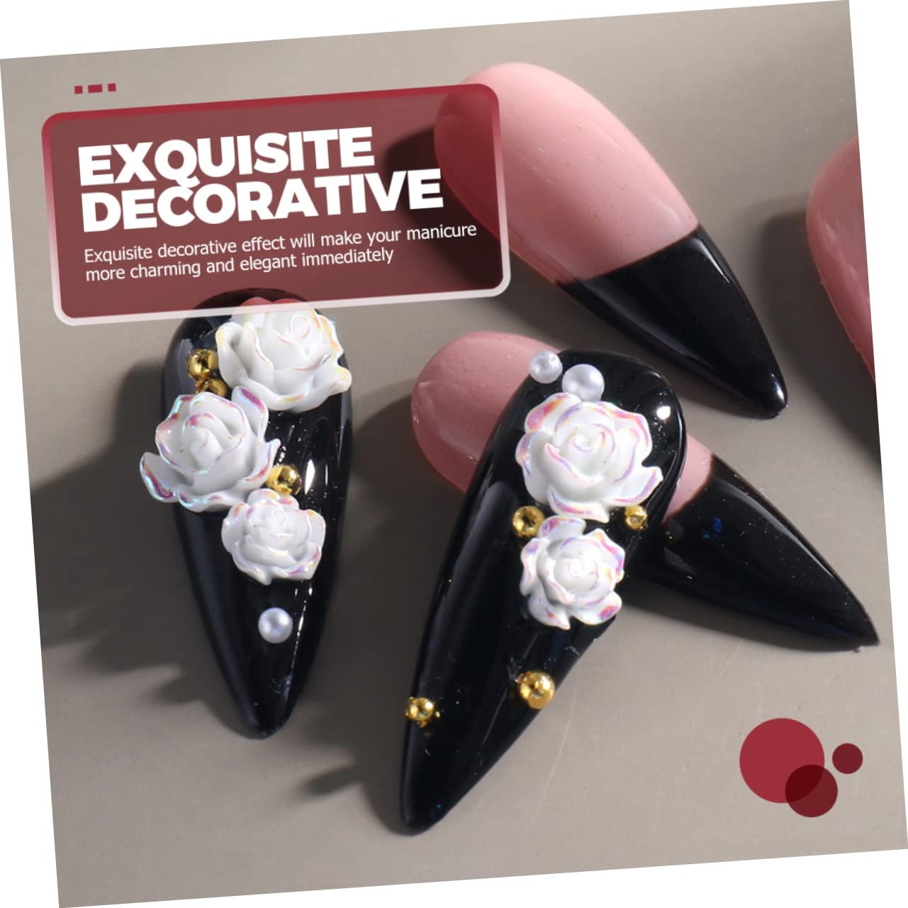 Цветок LALAFINA Набор для дизайна ногтей 2 шт., подвески для маникюра, цветок, плоская задняя часть, бусины-самоцветы с плоской задней частью, 3D роза, смола, фото №6