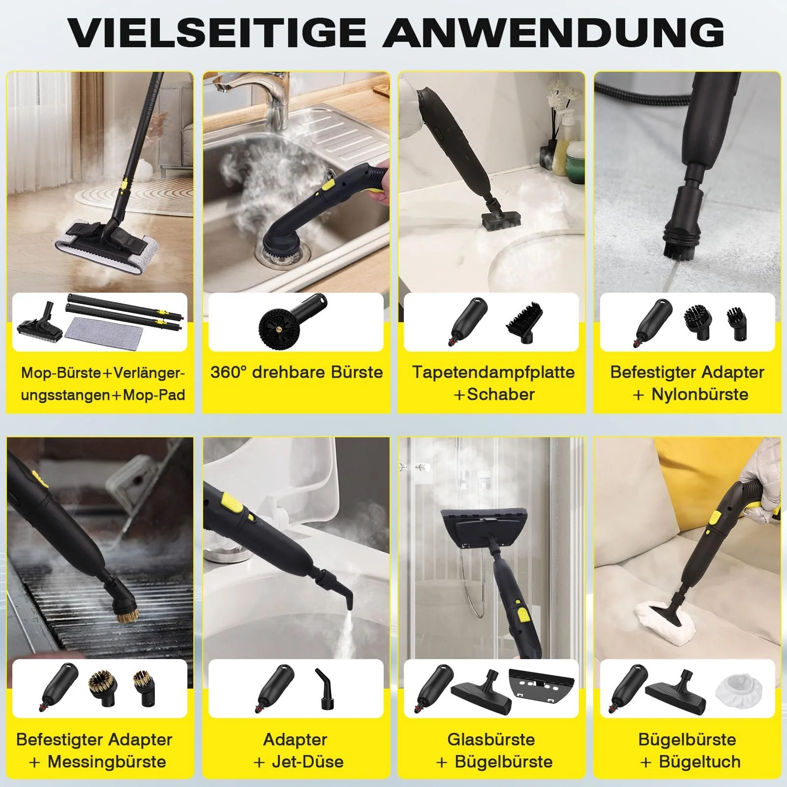 Пароочисник TVD для оббивки, з наддовгим шнуром живлення 5 м для парової швабри, Духовки, Килима, Дивана, Оббивки, фото №5