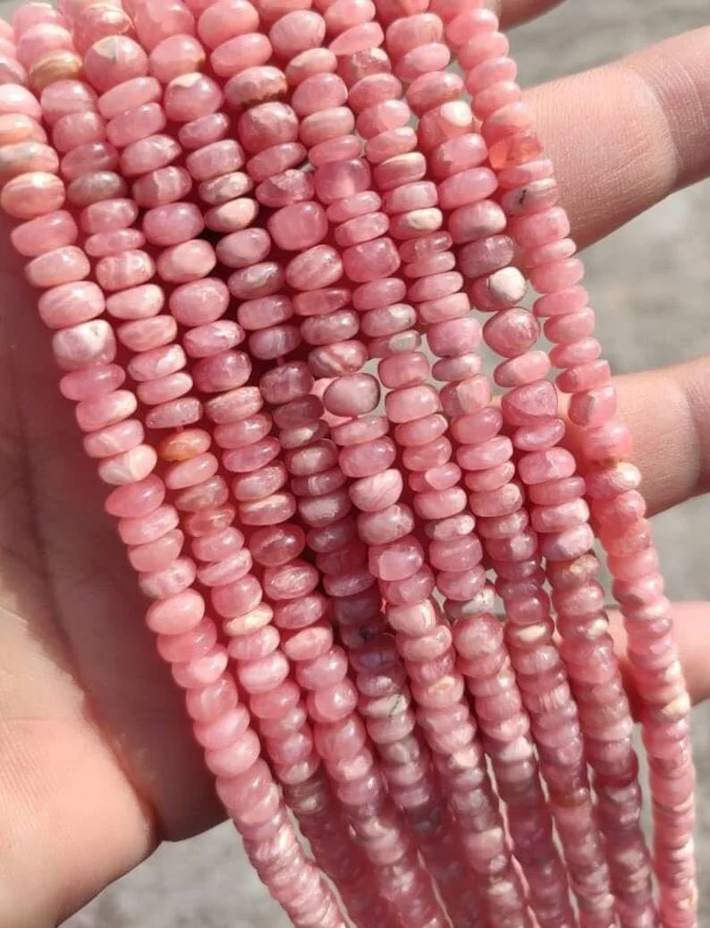 Бусины Родохрозит круглые граненые 4.5-5.5 мм розовый, фото №3