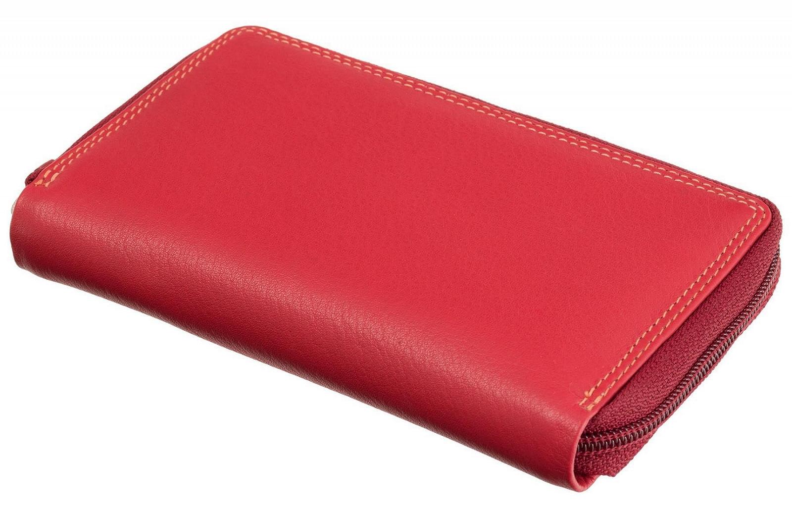 Кожаный кошелек на молнии VISCONTI Rainbow Collection RB98b Aruba RFID Blocking, Kрасный/разноцветный, фото №4