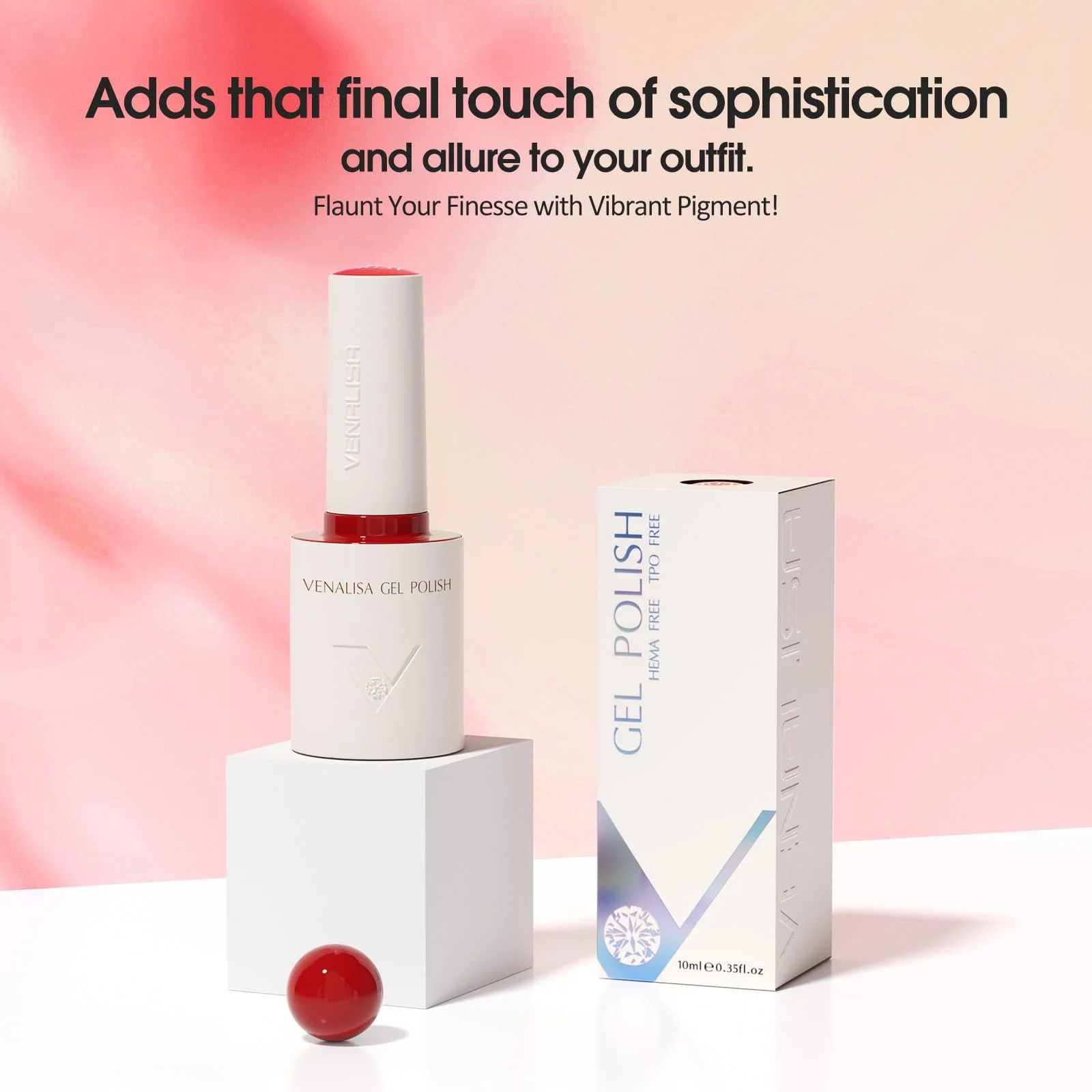 Гель-лак VENALISA Натуральний Червоний 10 мл, фото №3
