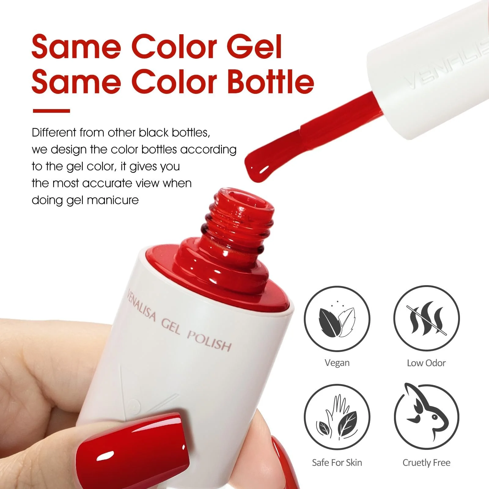 Гель-лак VENALISA Натуральний Червоний 10 мл, фото №5