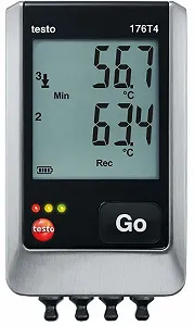 Логер температуры Testo 176 T4 / 4 канала / -200...+1000 °C / память 2 млн значений / IP65 / Черный-Серебряный - Фото 1