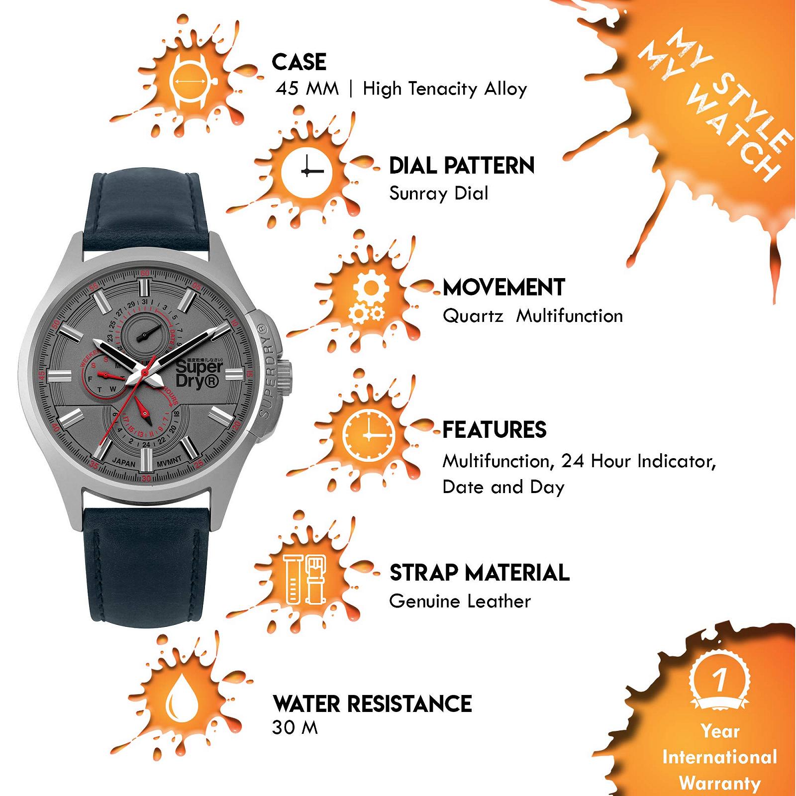 Часы Superdry Multi Dial Quartz Кожаный ремешок SYG258U Мужские, фото №4