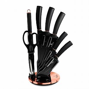 Набор кухонных ножей Berlinger Haus Black Rose 8 предм. Нержавеющая сталь, Антипригарное покрытие, Акриловая подставка, Нож шеф-повара, Нож для лука, Нож сантоку, Мусат, Ножницы, Современный - Фото 1