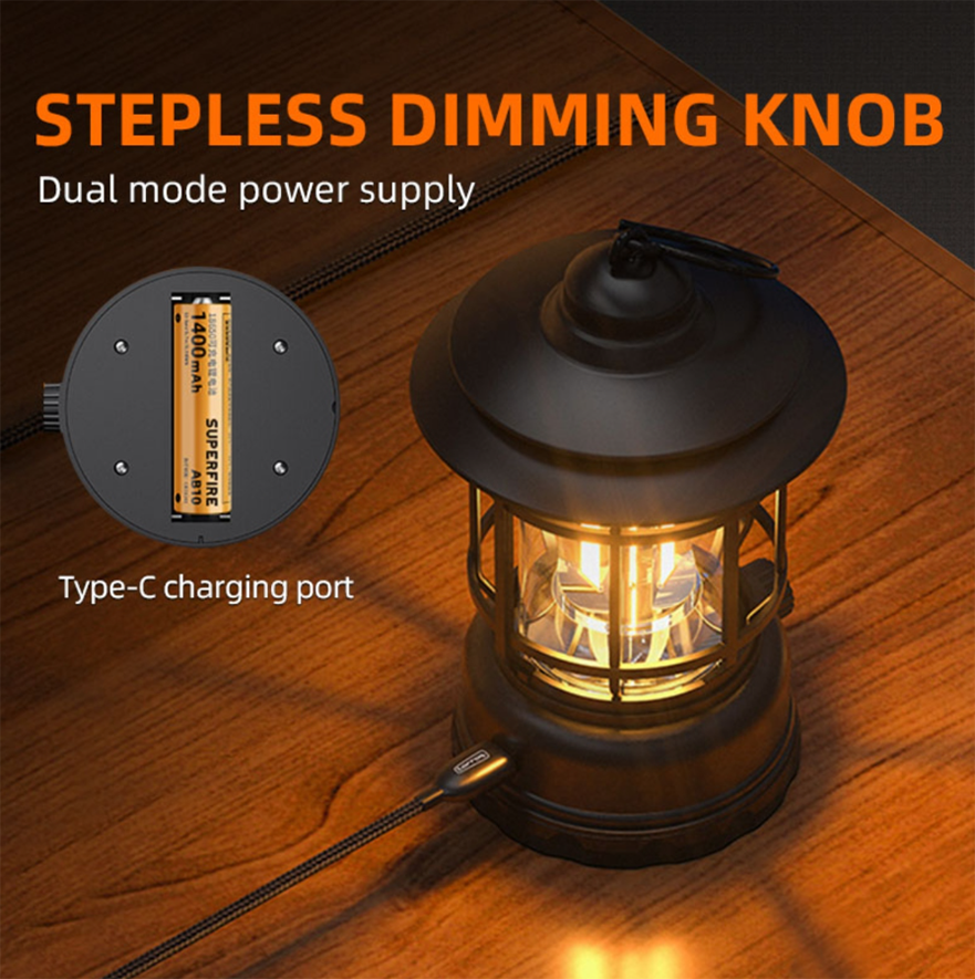 Фонарний табірний акумулятор T51 SuperFire 195 Lumen IP43, фото №6