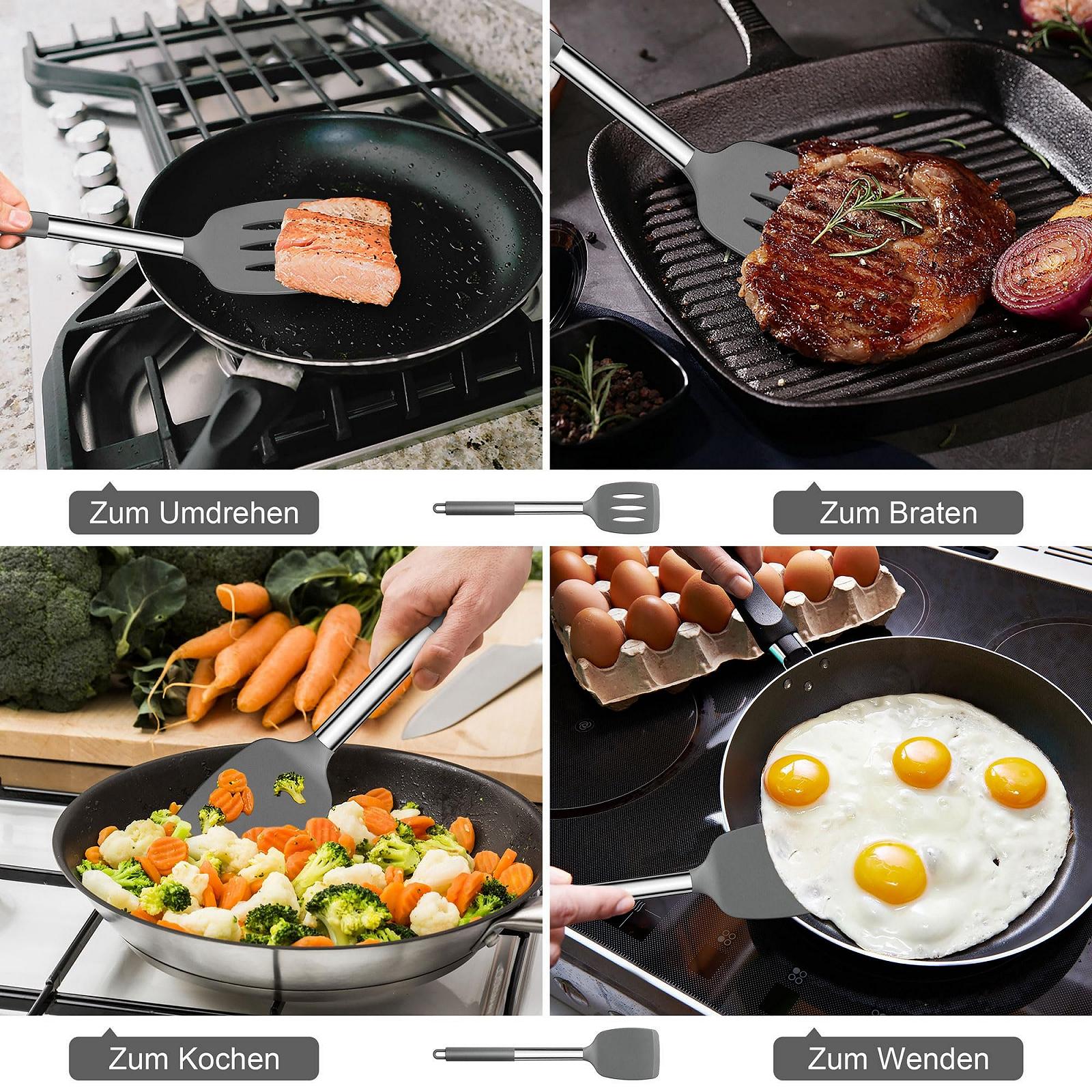 Набор лопаток Joyfair 2-Piece Silicone Stainless Steel Handle Grey, фото №7