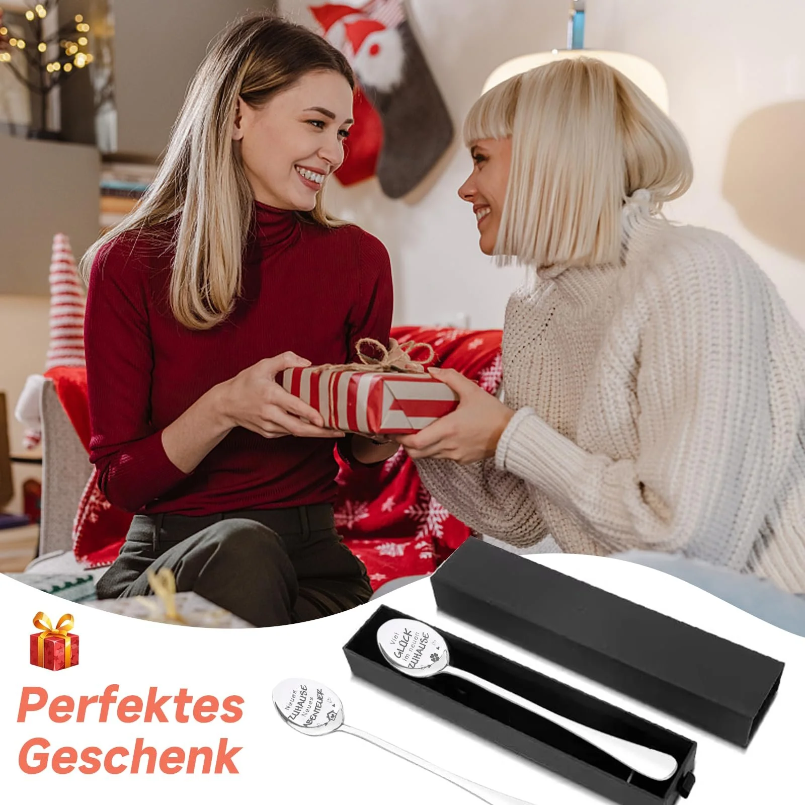 Ложка для кави з гравіюванням New Home New Adventure, набір 2 шт., фото №4