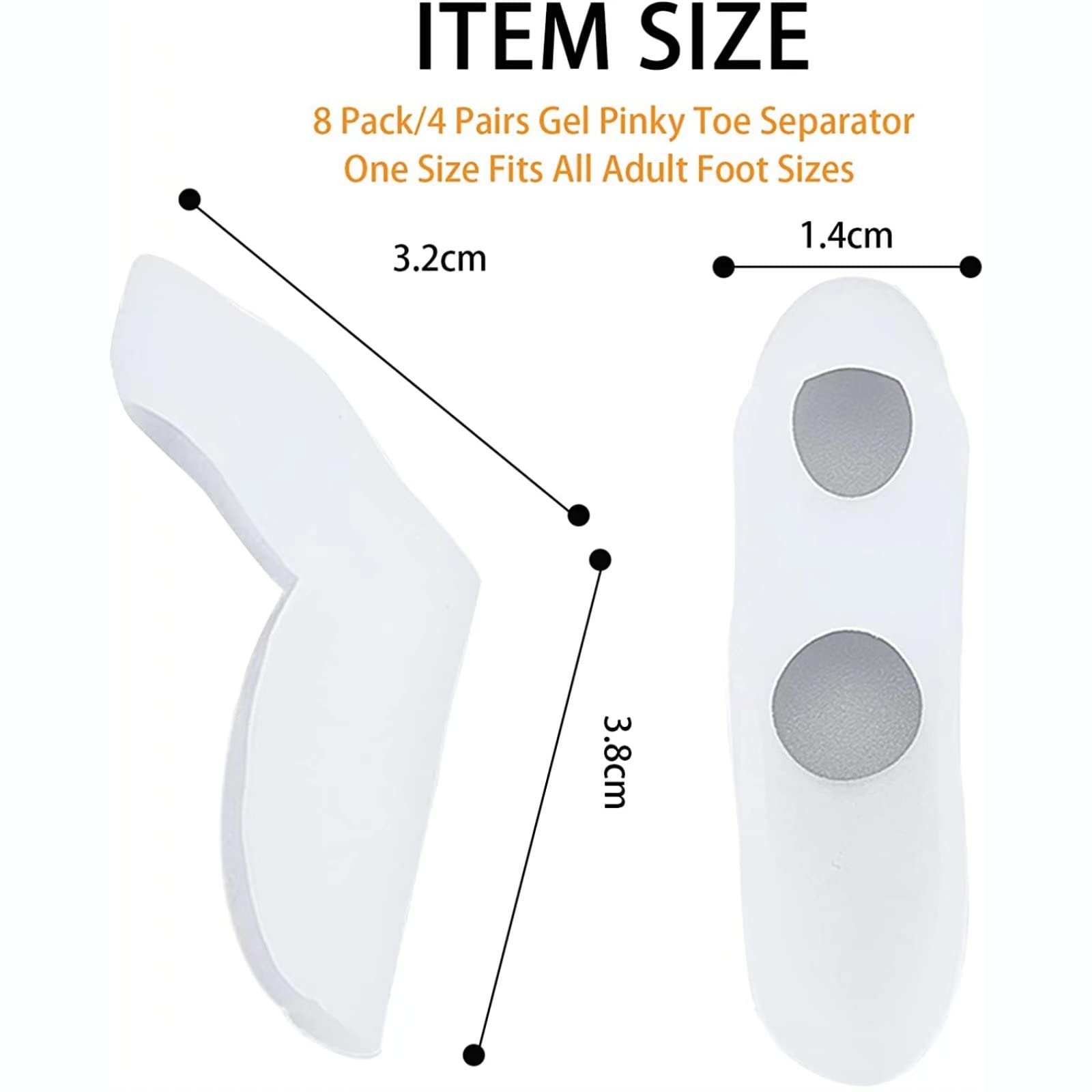 Коректор великого пальця стопи RUNRAYAY 8 шт з роздільником Гелева захисна подушечка для мізинця від вальгусної деформації, фото №2
