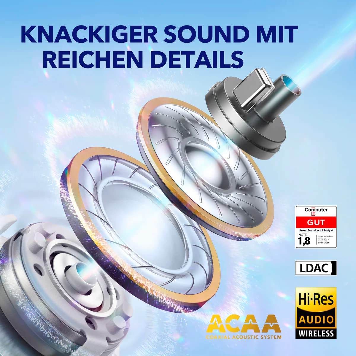 Навушники Anker Soundcore Liberty 4 Bluetooth Вакуумні з шумопоглинанням ACAA 3.0 У хмарно-сірому кольорі, фото №2