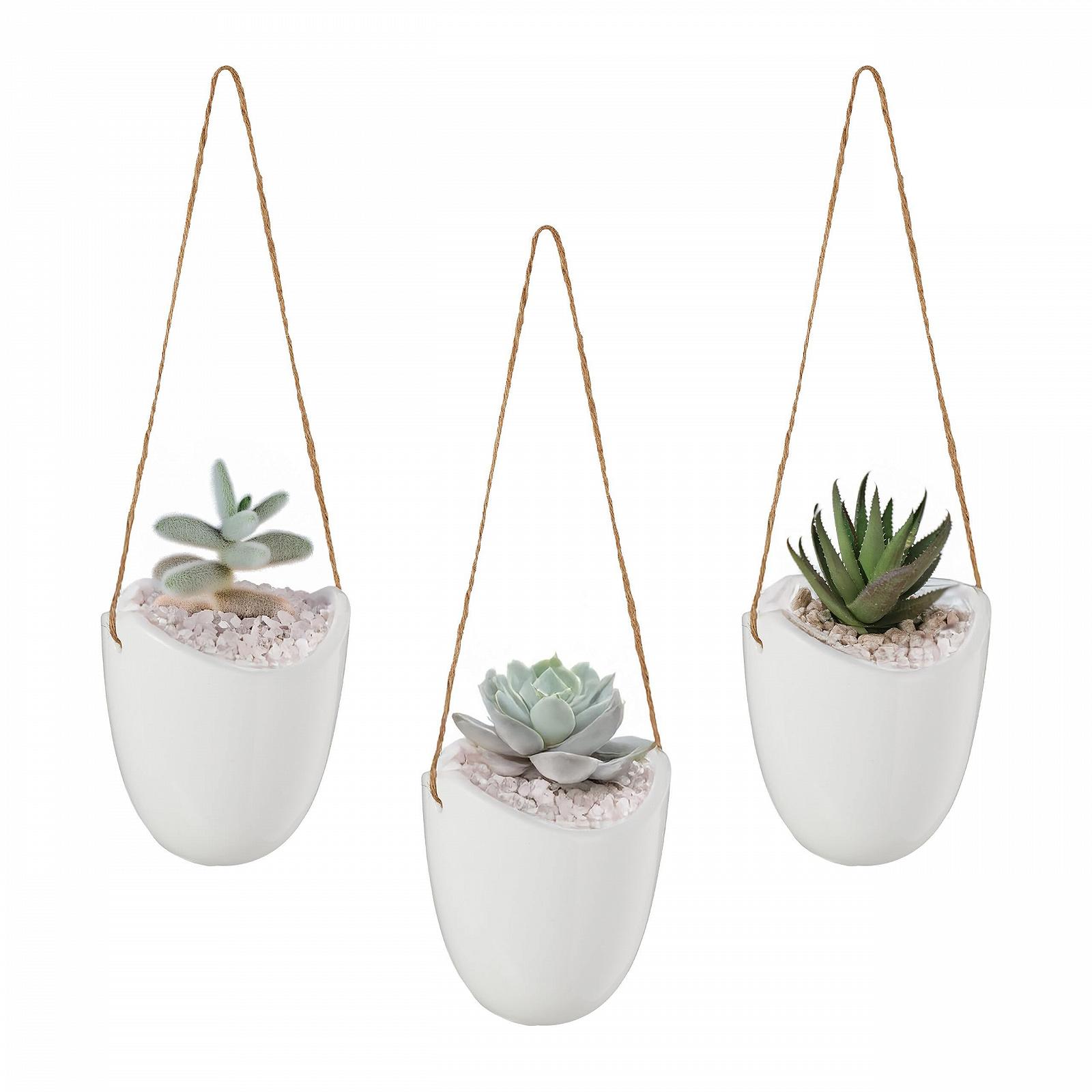 Ваза настінна Relaxdays Набір з 3 шт. керамічна Біла, фото №1